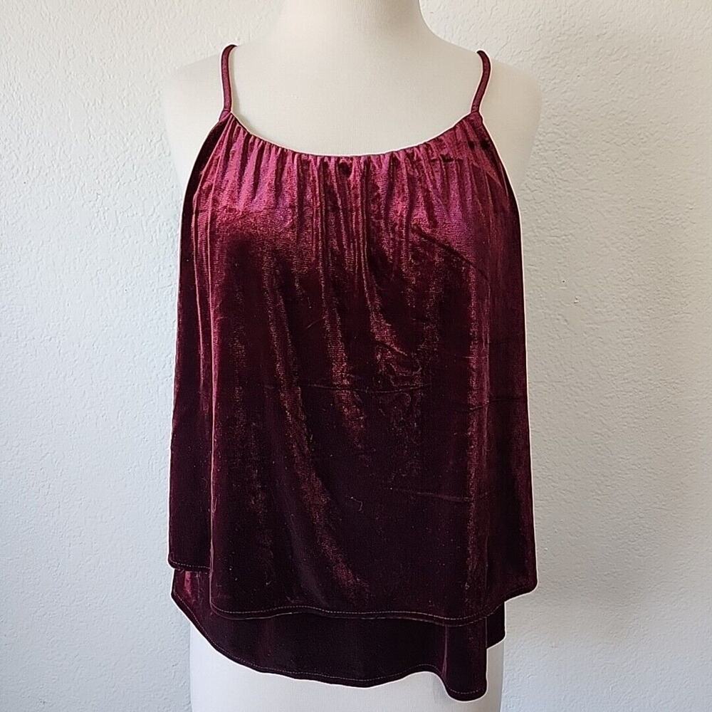 Old Navy Womens M Tank Top Camisole Red Velvet Layered Whimsigoth Royalcore
